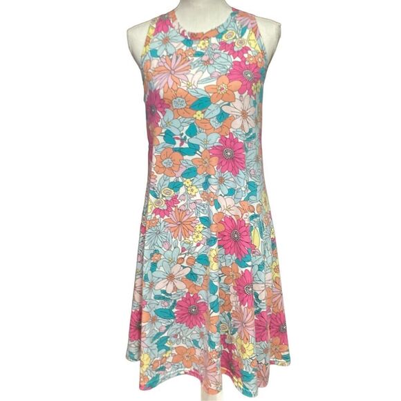 Round Neck 70’s Lover Style Sleeveless Pastel Floral Beach Tank Dress Size Mediu - Picture 5 of 8